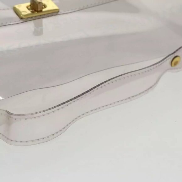 HERMES Vinyl Kelly Hand Bag Vinyl Clear Gold Auth - Picture 12 of 16